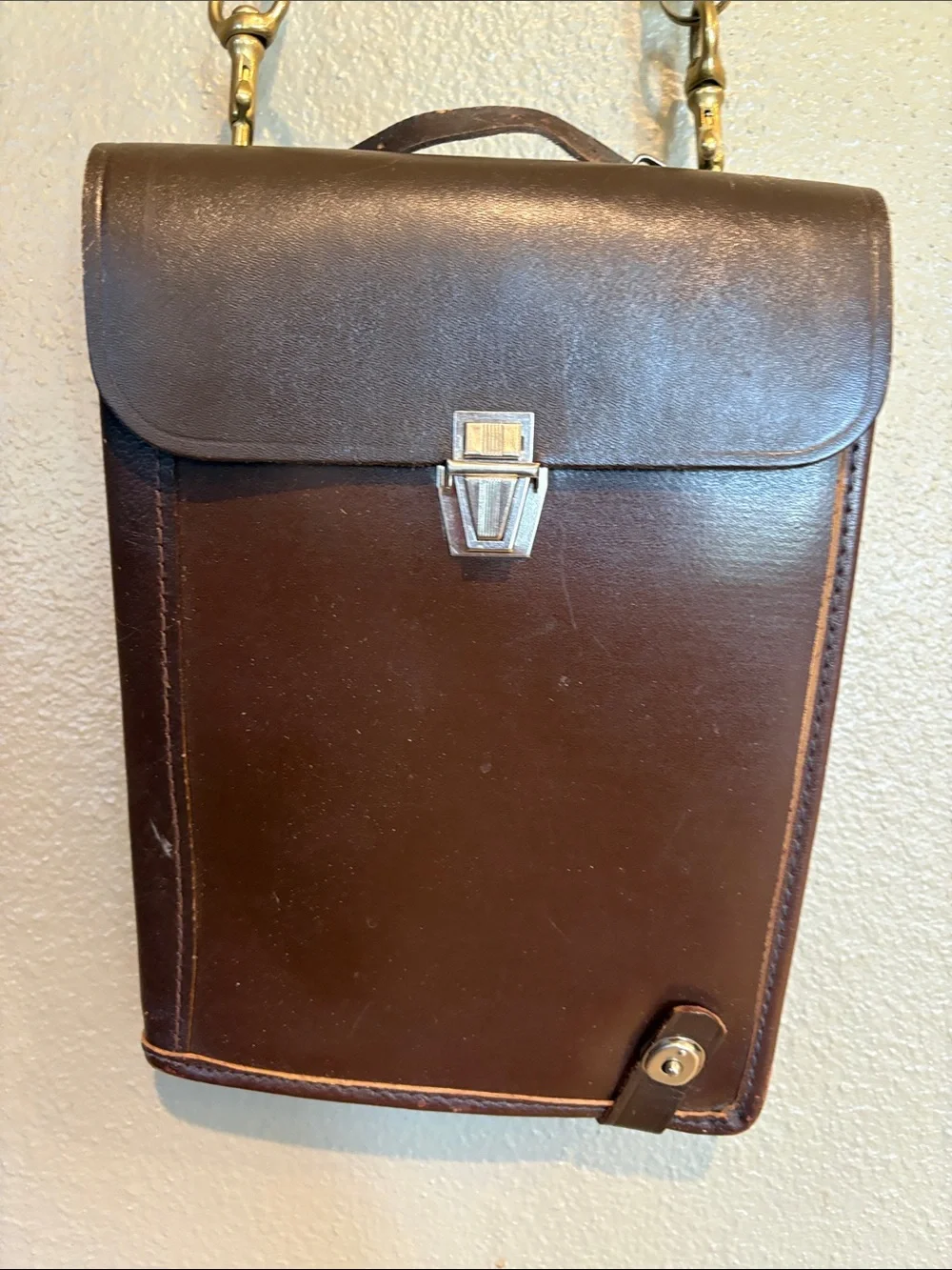 Vintage 1993 Russian Leather Officer Field Map Bag Military Satchel 12”x9”